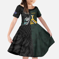 New Zealand and South Africa Rugby Custom Family Matching Tank Maxi Dress and Hawaiian Shirt Silver Fern With Springboks