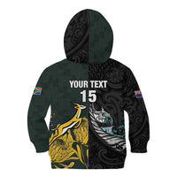 New Zealand and South Africa Rugby Custom Kid Hoodie Silver Fern With Springboks
