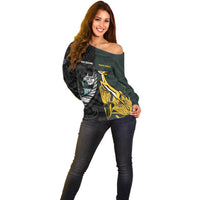 New Zealand and South Africa Rugby Custom Off Shoulder Sweater Silver Fern With Springboks
