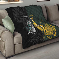 New Zealand and South Africa Rugby Quilt Silver Fern With Springboks