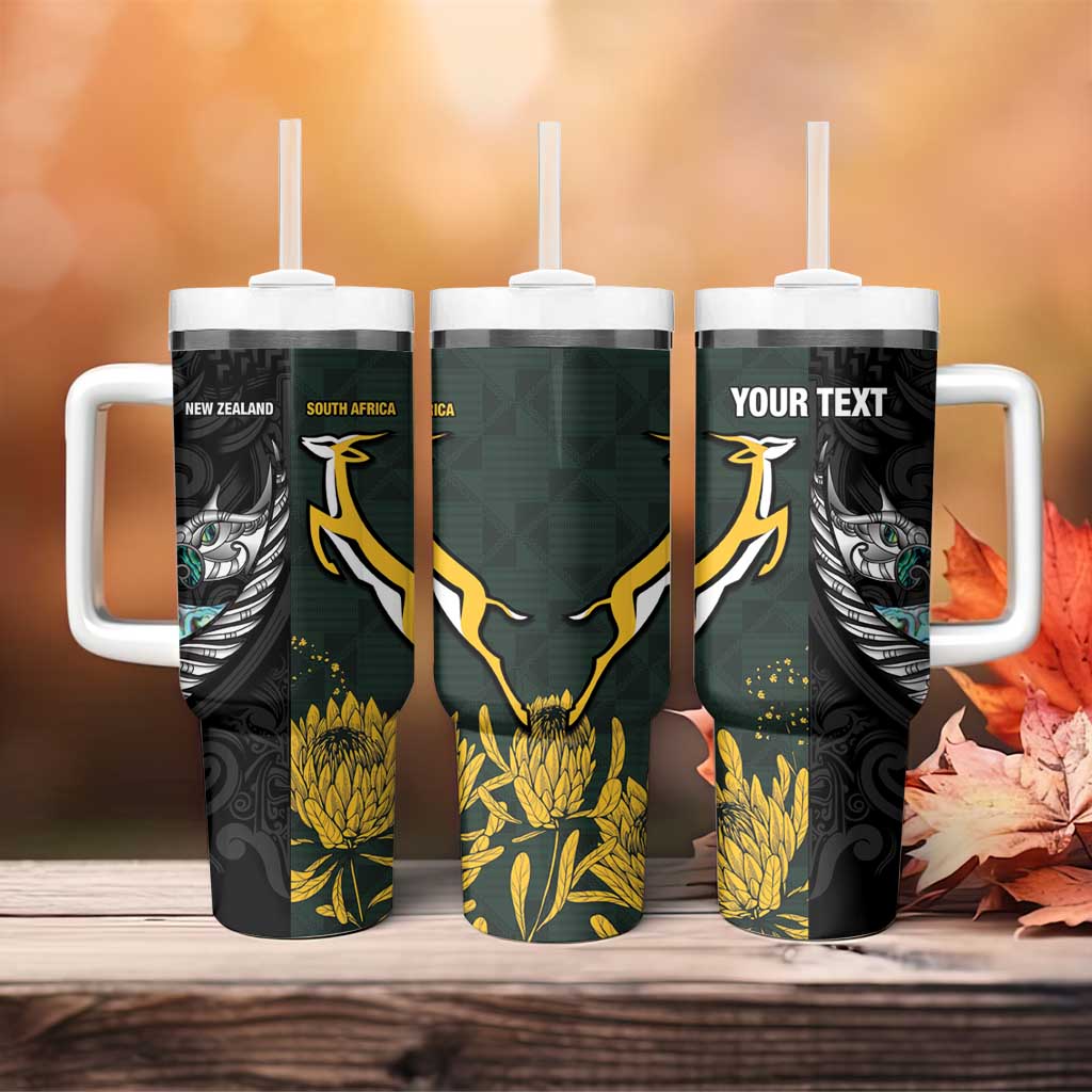 New Zealand and South Africa Rugby Custom Tumbler With Handle Silver Fern With Springboks