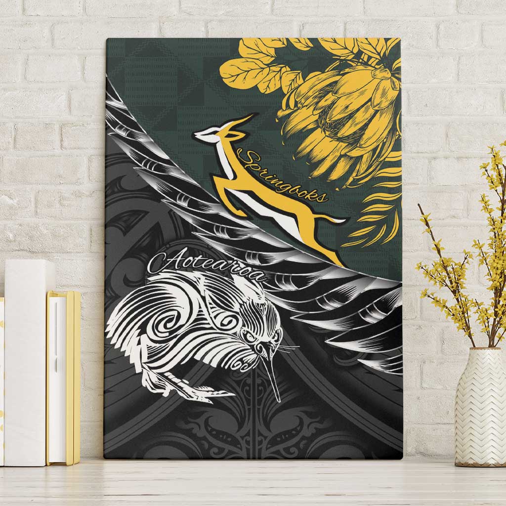 New Zealand and South Africa Rugby Canvas Wall Art Maori Kiwi With Springboks