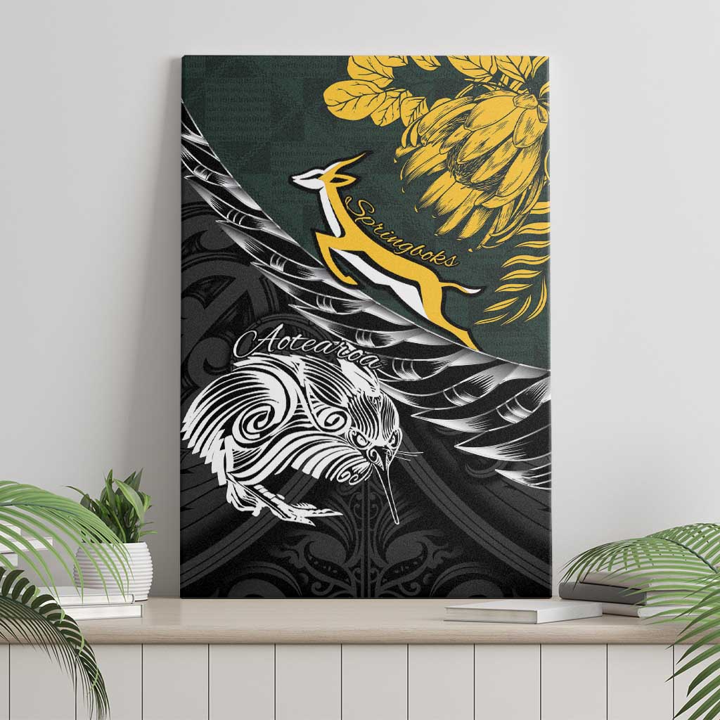 New Zealand and South Africa Rugby Canvas Wall Art Maori Kiwi With Springboks