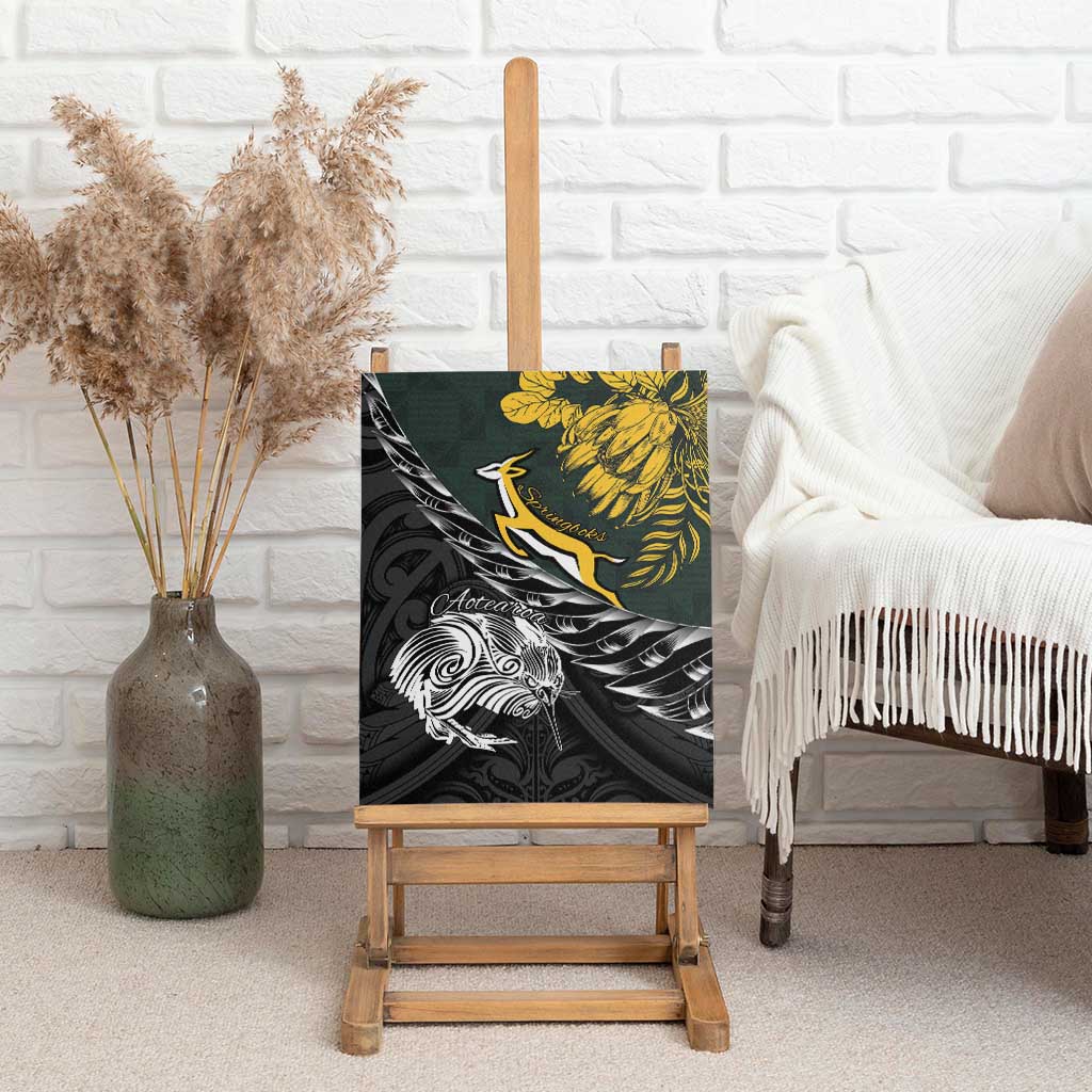 New Zealand and South Africa Rugby Canvas Wall Art Maori Kiwi With Springboks