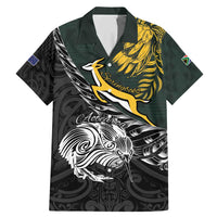 New Zealand and South Africa Rugby Personalised Family Matching Mermaid Dress and Hawaiian Shirt Maori Kiwi With Springboks