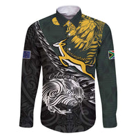 New Zealand and South Africa Rugby Personalised Family Matching Mermaid Dress and Hawaiian Shirt Maori Kiwi With Springboks