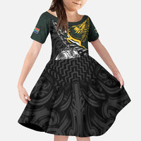 New Zealand and South Africa Rugby Personalised Family Matching Off Shoulder Maxi Dress and Hawaiian Shirt Maori Kiwi With Springboks
