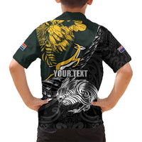 New Zealand and South Africa Rugby Personalised Family Matching Tank Maxi Dress and Hawaiian Shirt Maori Kiwi With Springboks