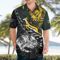 New Zealand and South Africa Rugby Personalised Hawaiian Shirt Maori Kiwi With Springboks