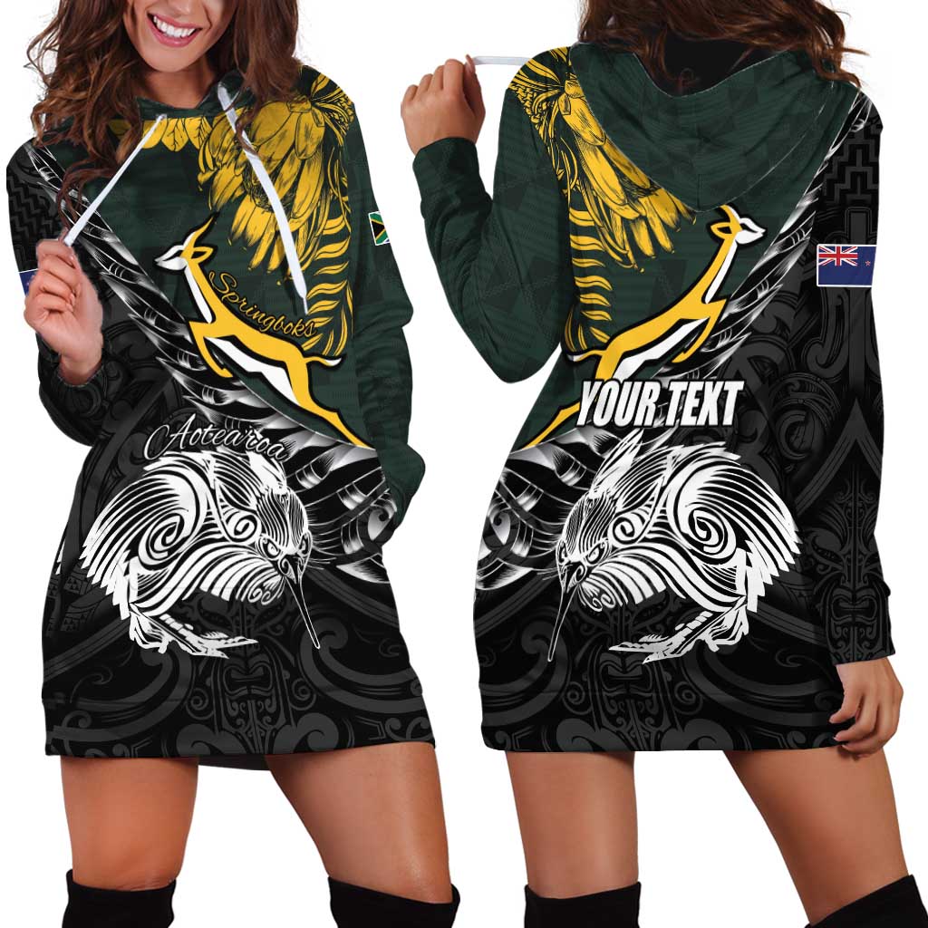 New Zealand and South Africa Rugby Personalised Hoodie Dress Maori Kiwi With Springboks