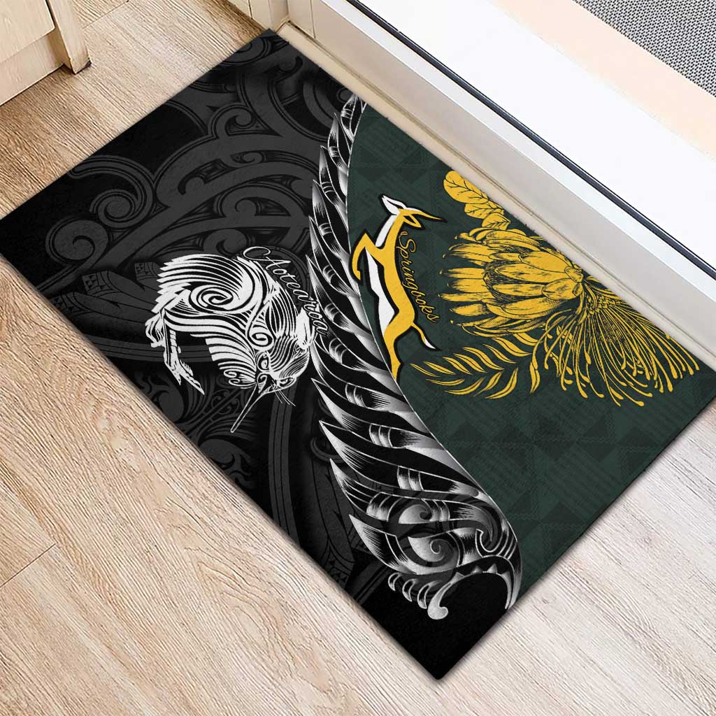 New Zealand and South Africa Rugby Rubber Doormat Maori Kiwi With Springboks