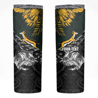 New Zealand and South Africa Rugby Personalised Skinny Tumbler Maori Kiwi With Springboks