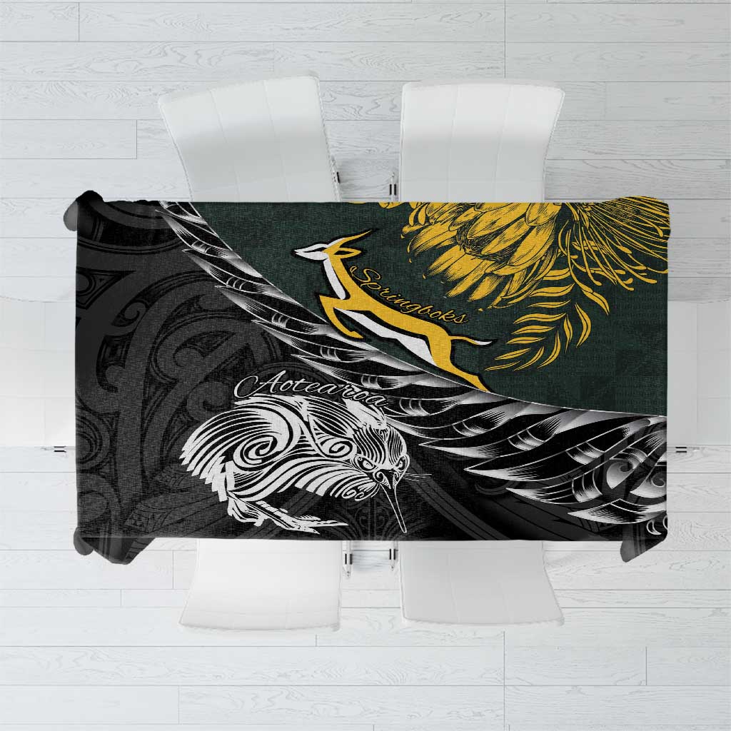 New Zealand and South Africa Rugby Tablecloth Maori Kiwi With Springboks