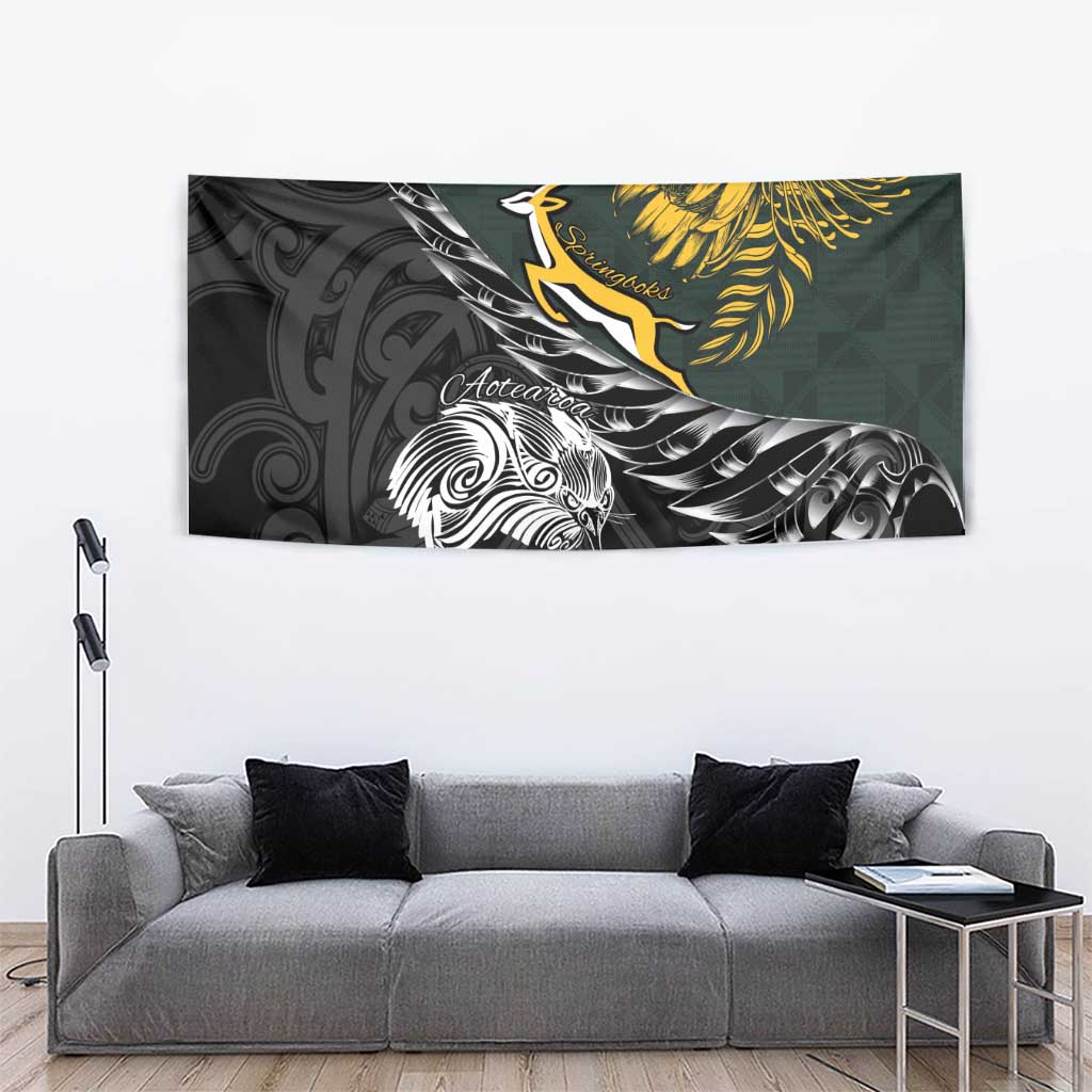 New Zealand and South Africa Rugby Tapestry Maori Kiwi With Springboks