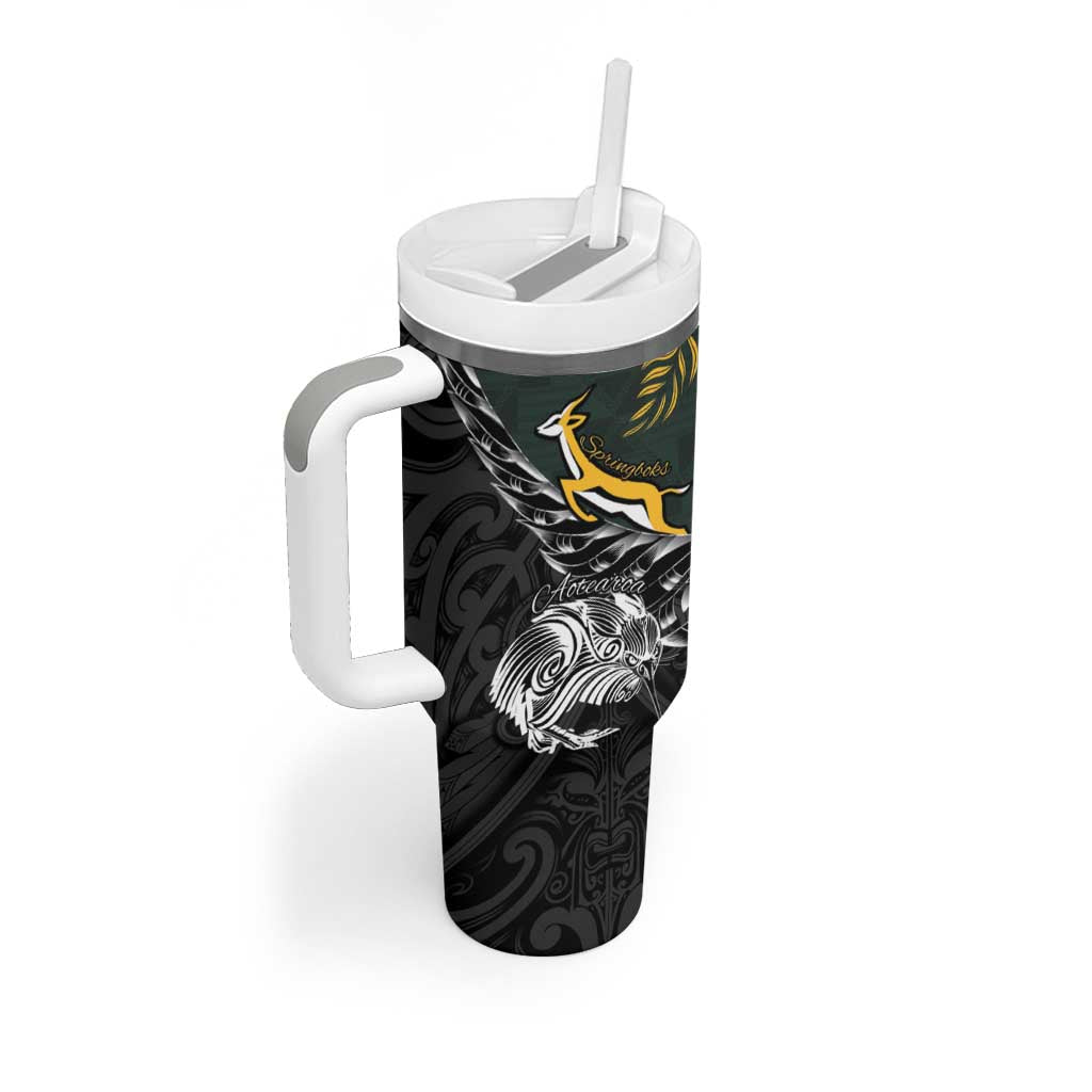 New Zealand and South Africa Rugby Personalised Tumbler With Handle Maori Kiwi With Springboks