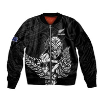 New Zealand Silver Fern Rugby Custom Bomber Jacket Maori Tiki Black Version