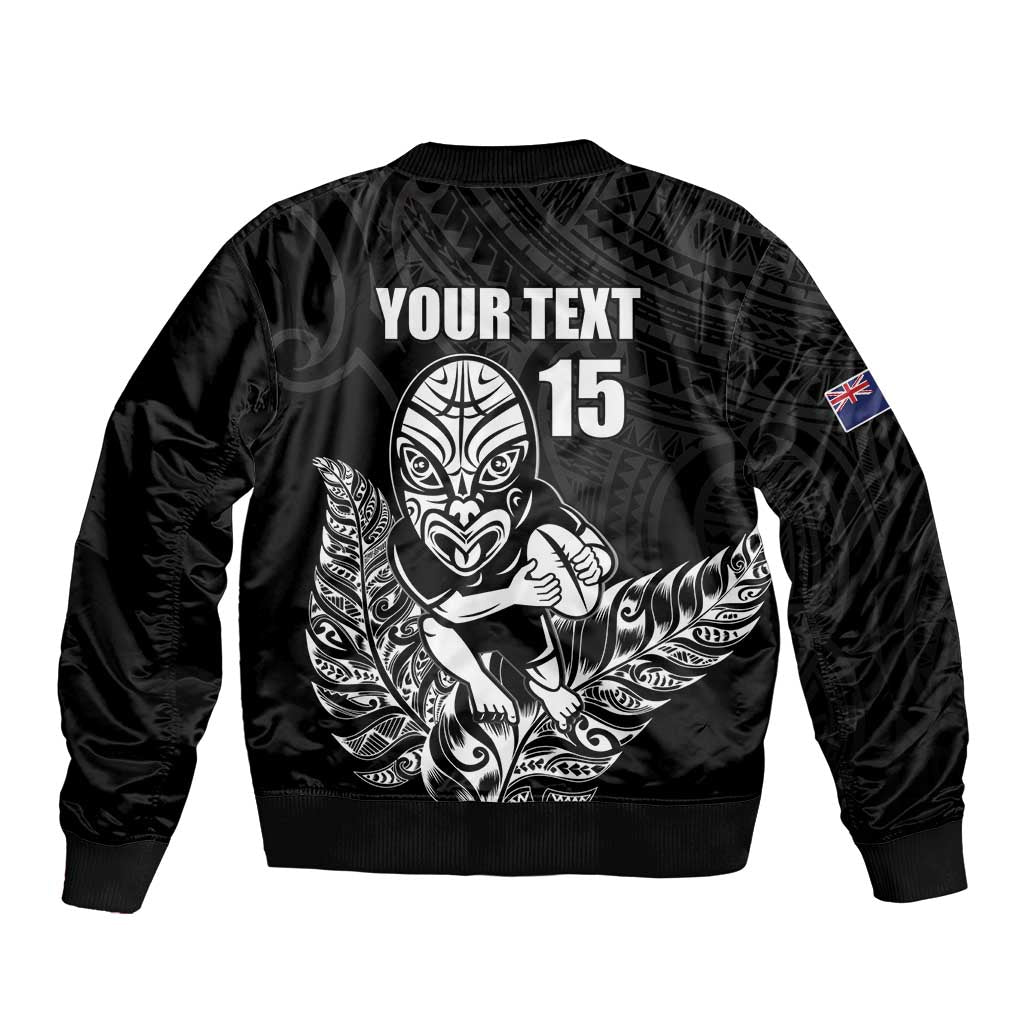 New Zealand Silver Fern Rugby Custom Bomber Jacket Maori Tiki Black Version