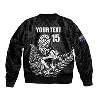 New Zealand Silver Fern Rugby Custom Bomber Jacket Maori Tiki Black Version