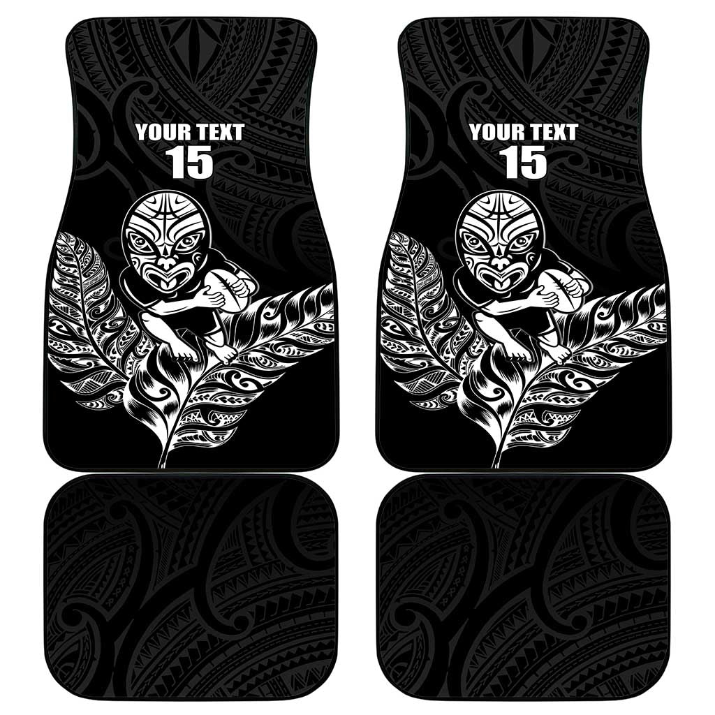 New Zealand Silver Fern Rugby Custom Car Mats Maori Tiki Black Version