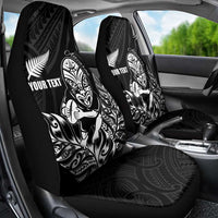 New Zealand Silver Fern Rugby Custom Car Seat Cover Maori Tiki Black Version