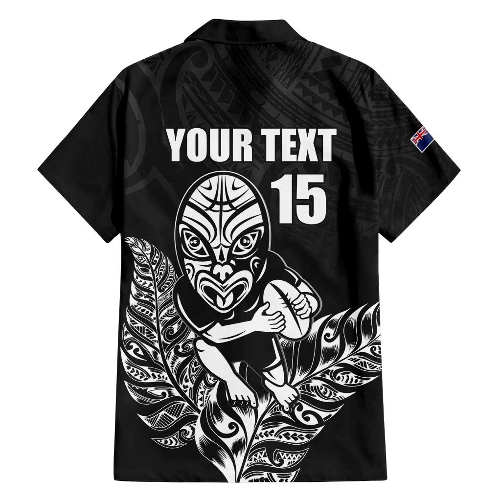 New Zealand Silver Fern Rugby Custom Family Matching Long Sleeve Bodycon Dress and Hawaiian Shirt Maori Tiki Black Version