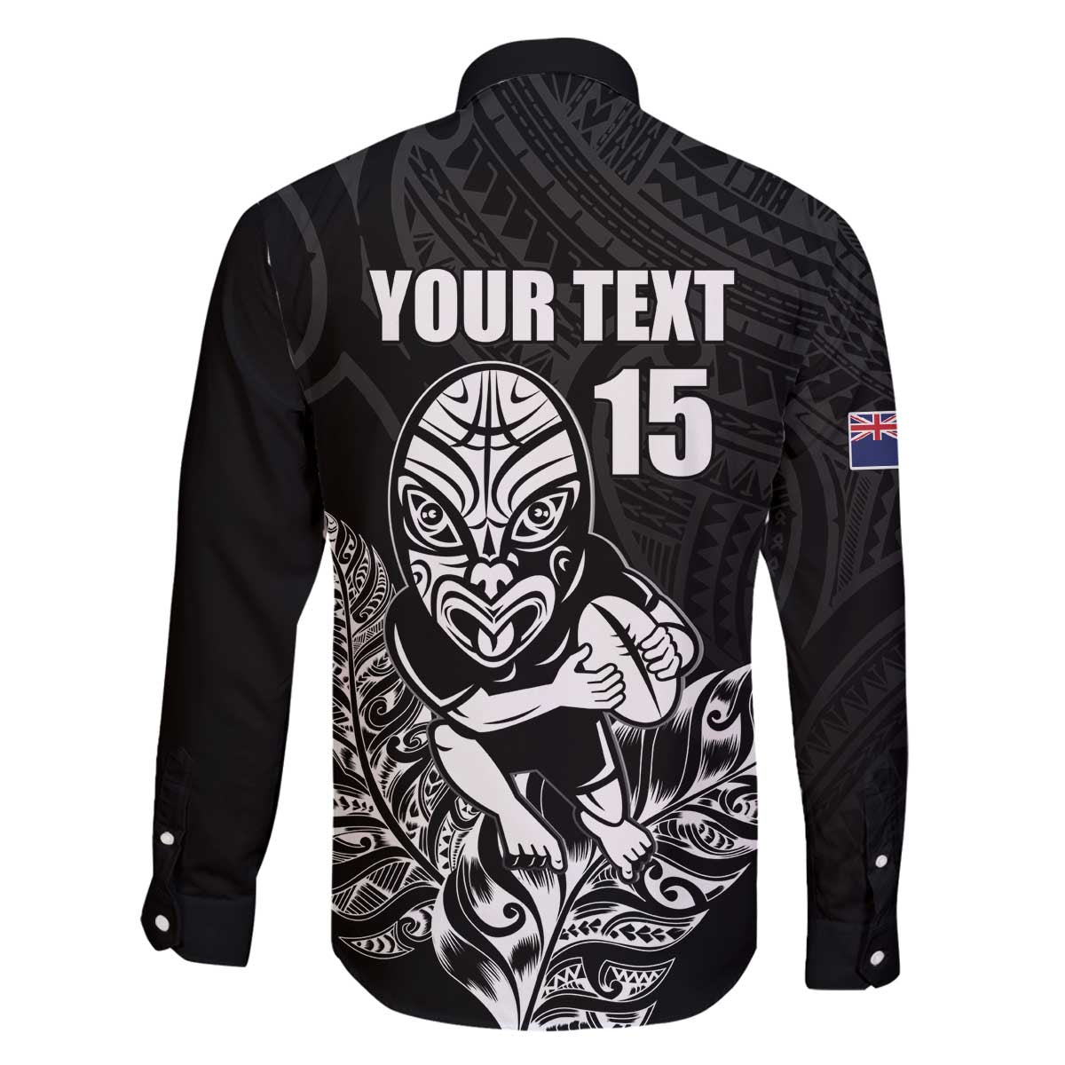 New Zealand Silver Fern Rugby Custom Family Matching Off The Shoulder Long Sleeve Dress and Hawaiian Shirt Maori Tiki Black Version