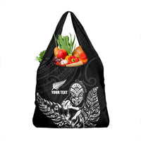 New Zealand Silver Fern Rugby Custom Grocery Bag Maori Tiki Black Version