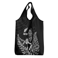 New Zealand Silver Fern Rugby Custom Grocery Bag Maori Tiki Black Version