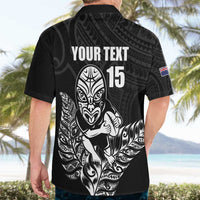 New Zealand Silver Fern Rugby Custom Hawaiian Shirt Maori Tiki Black Version