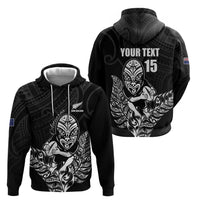 New Zealand Silver Fern Rugby Custom Hoodie Maori Tiki Black Version