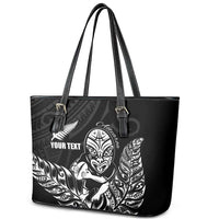 New Zealand Silver Fern Rugby Custom Leather Tote Bag Maori Tiki Black Version