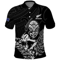 New Zealand Silver Fern Rugby Custom Polo Shirt Maori Tiki Black Version