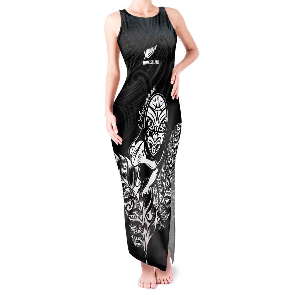 New Zealand Silver Fern Rugby Custom Tank Maxi Dress Maori Tiki Black Version