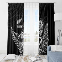 New Zealand Silver Fern Rugby Custom Window Curtain Maori Tiki Black Version