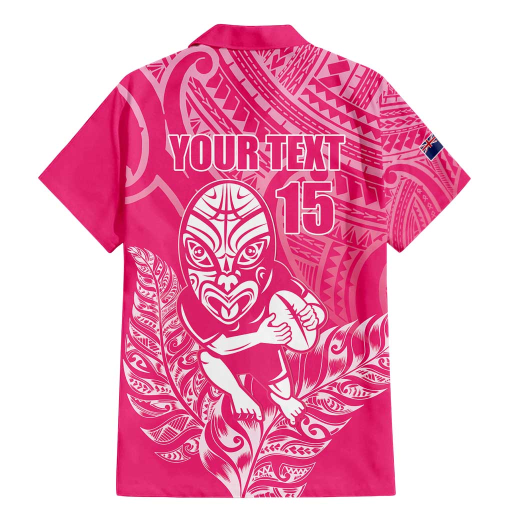 New Zealand Silver Fern Rugby Custom Family Matching Mermaid Dress and Hawaiian Shirt Maori Tiki Pink Version