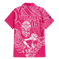 New Zealand Silver Fern Rugby Custom Family Matching Mermaid Dress and Hawaiian Shirt Maori Tiki Pink Version