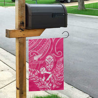 New Zealand Silver Fern Rugby Custom Garden Flag Maori Tiki Pink Version