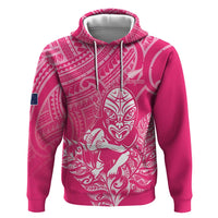 New Zealand Silver Fern Rugby Custom Hoodie Maori Tiki Pink Version