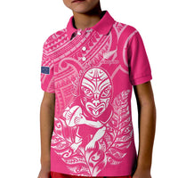 New Zealand Silver Fern Rugby Custom Kid Polo Shirt Maori Tiki Pink Version