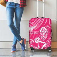 New Zealand Silver Fern Rugby Custom Luggage Cover Maori Tiki Pink Version