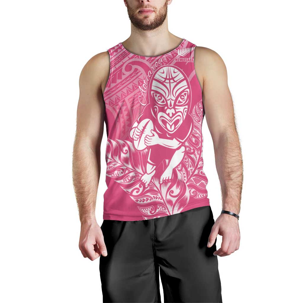 New Zealand Silver Fern Rugby Custom Men Tank Top Maori Tiki Pink Version