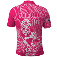 New Zealand Silver Fern Rugby Custom Polo Shirt Maori Tiki Pink Version