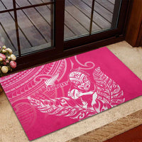 New Zealand Silver Fern Rugby Custom Rubber Doormat Maori Tiki Pink Version