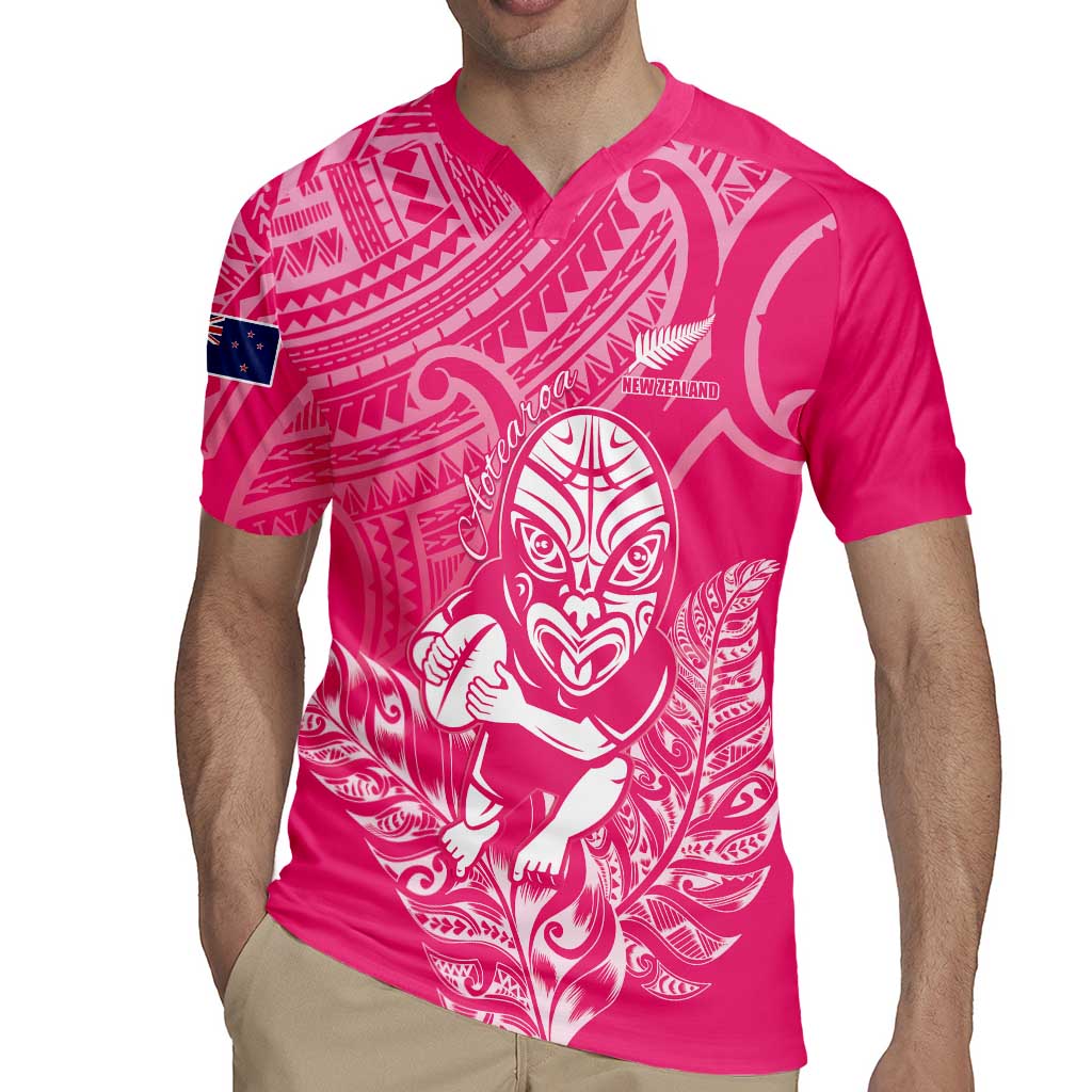 New Zealand Silver Fern Rugby Custom Rugby Jersey Maori Tiki Pink Version