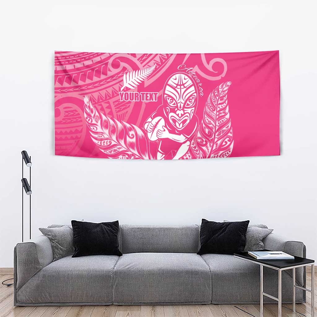 New Zealand Silver Fern Rugby Custom Tapestry Maori Tiki Pink Version