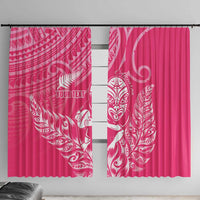 New Zealand Silver Fern Rugby Custom Window Curtain Maori Tiki Pink Version