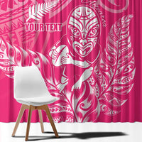 New Zealand Silver Fern Rugby Custom Window Curtain Maori Tiki Pink Version