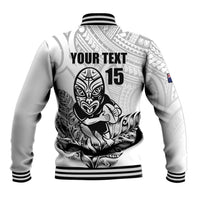 New Zealand Silver Fern Rugby Custom Baseball Jacket Maori Tiki White Version