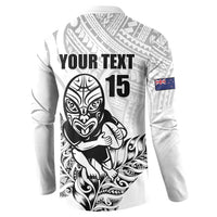 New Zealand Silver Fern Rugby Custom Button Sweatshirt Maori Tiki White Version