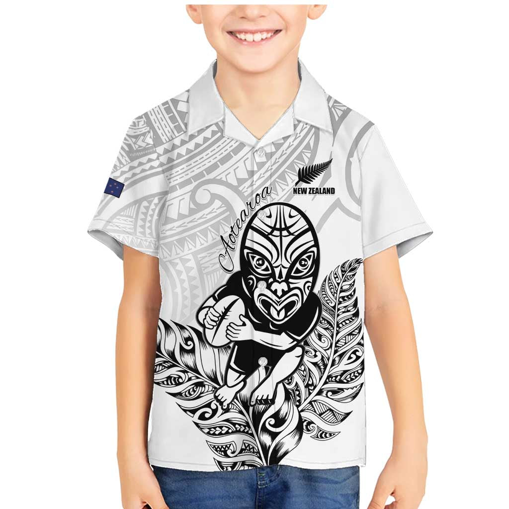 New Zealand Silver Fern Rugby Custom Family Matching Mermaid Dress and Hawaiian Shirt Maori Tiki White Version